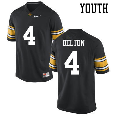 Youth #4 Dane Belton Iowa Hawkeyes College Football Jerseys Sale-Black - Click Image to Close